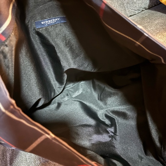 Burberry London Vintage Navy Plaid Tote Bag - Picture 5 of 7